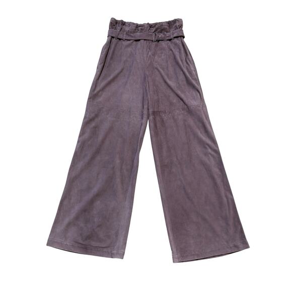 Brunello Cucinelli NWT $6900 Gray Suede Wide Leg Pants 40 IT 4 US